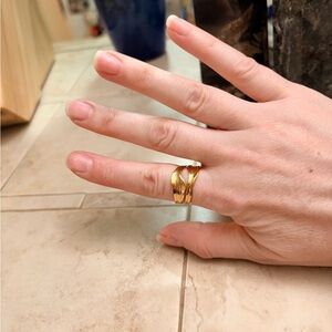 18k gold plated adjustable cuff ring, waterproof stainless steel